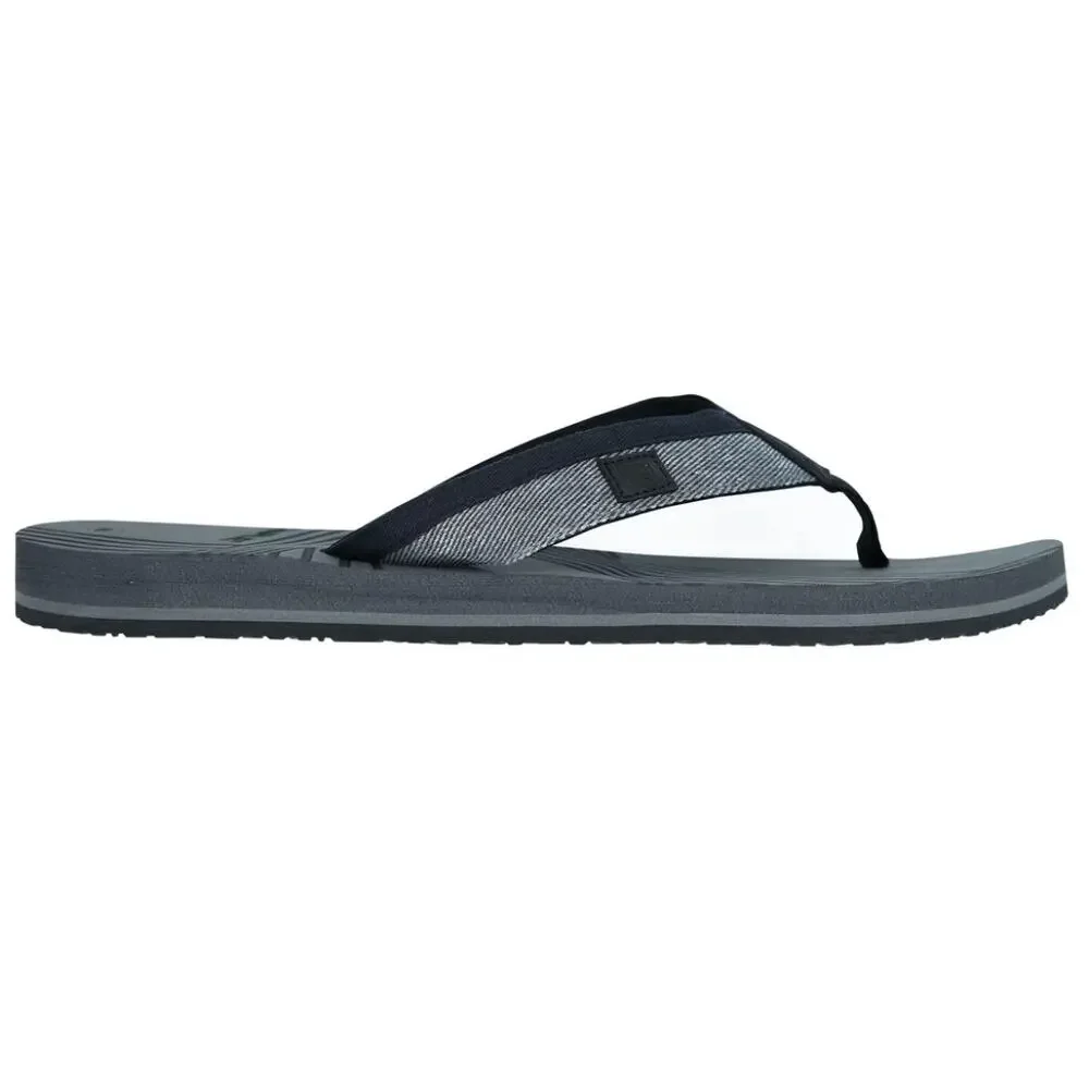 Men's Grey Heathered Strap Geometric Etched Footbed Sport Flip Flops Size 10.5